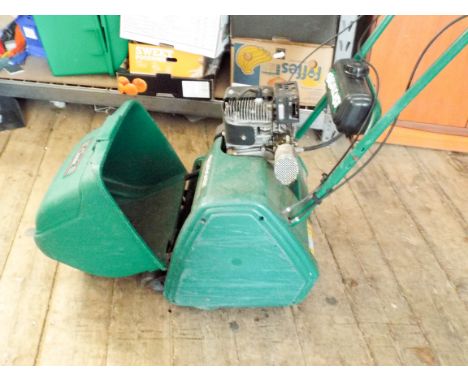 Qualcast, self propelled petrol engine cylinder lawnmower with roller
