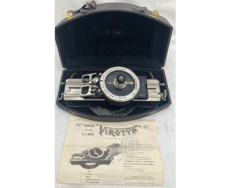 Virotyp Typewriter: A rare portable typewriter, Made in France c1914. These were designed to be used in trenches and even on 