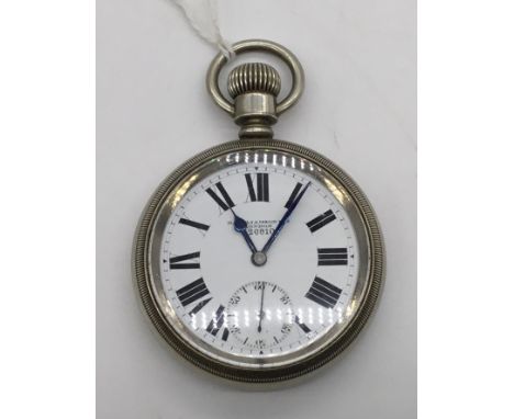 A H. Williamson Ltd Admiralty pocket watch, likely WW1 era. White dial with Roman numerals, blued steel hands, and subsidiary