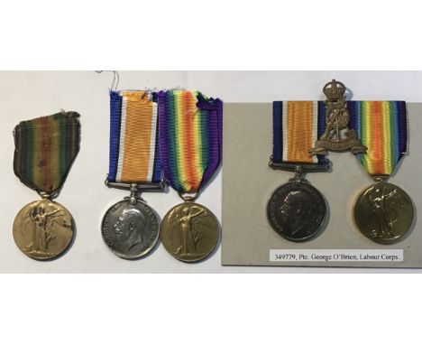 British WW1 Medal, Victory Medal to T4-083766 Pte J. Gilling of the Army Service Corps DoW 5/12/16. G-34399 Pte E. J. Chew of