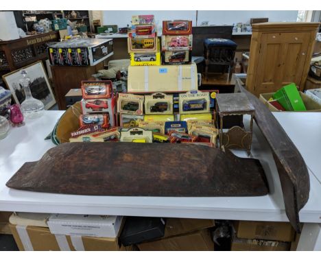 A mixed lot to include a Frister & Rossman Cub 7 sewing machine a model of a yacht, a candelabra, model cars and other itemsL
