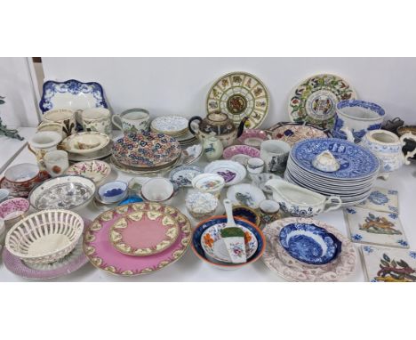 A mixed lot to include wall tiles, Royal Worcester cake stand, Staffordshire lusterware and other itemsLocation: 