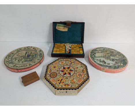 Mixed games to include a cased MahJong set, vintage boxed jigsaw puzzles to include Springbok examplesLocation: 