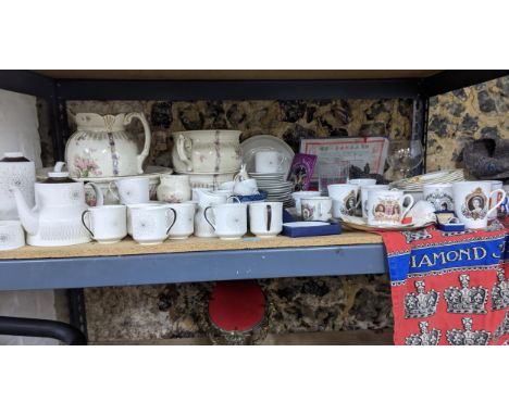 A mixed lot of ceramics and commemorative china, and other items to include a Royal Doulton Morning Star pattern tea and coff