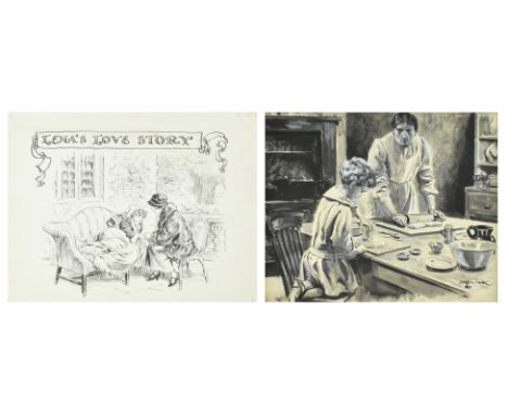 Brock, Charles Edward &amp; Brock, Henry Matthew. Two early 20th century Edwardian &amp; 1920s original artwork illustrations