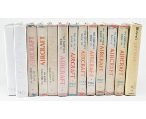 Observer Books - aerospace interest. A collection of thirteen editions of The Observer's Book of Aircraft dating between 1942