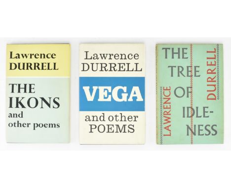 Durrell, Lawrence. Three first edition poetry collections all published by Faber and Faber, comprising 1955 The Tree of Idlen