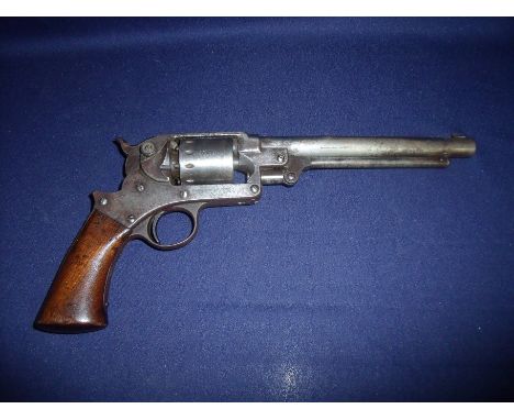 Starr Arms Co. New York .44 percussion cap six shot revolver circa 1860 serial no. 30117 with 8 inch barrel and two piece woo