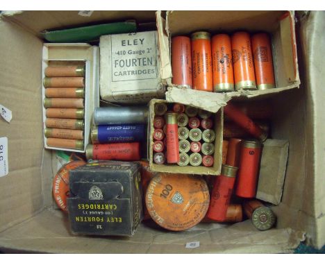Selection of various vintage cartridges, shotgun cartridges and primes including 2 inch, .410, 12 bores including scarce exam