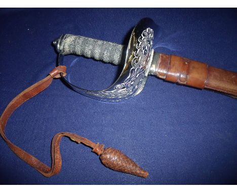 George V infantry officers dress sword single fullered blade engraved with 'Crown GR V' and makers mark for Armfield Ltd. Bir