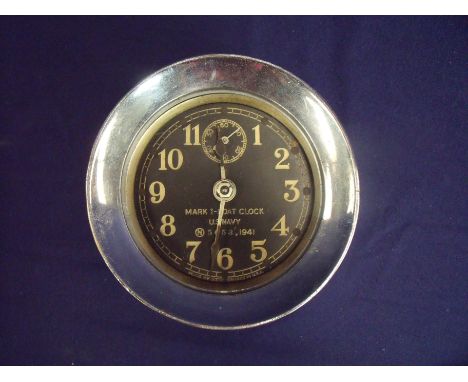 USA bulk head MK1-Boat Clock U.S.Navy N5653 1941 in chromed bulk head case 