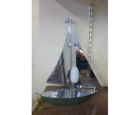 An Art Deco chrome ship table lamp