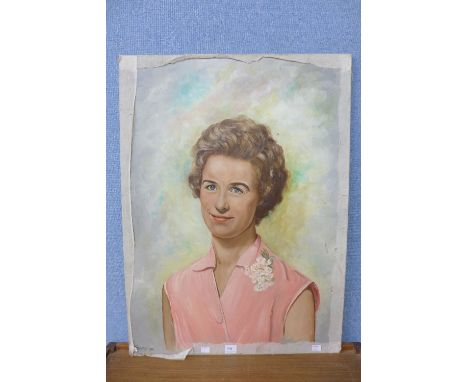 J. Barling, portrait of a lady, oil on board, unframed