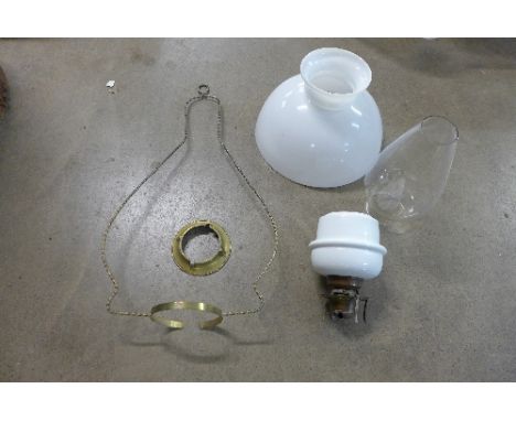 A Victorian hanging oil lamp