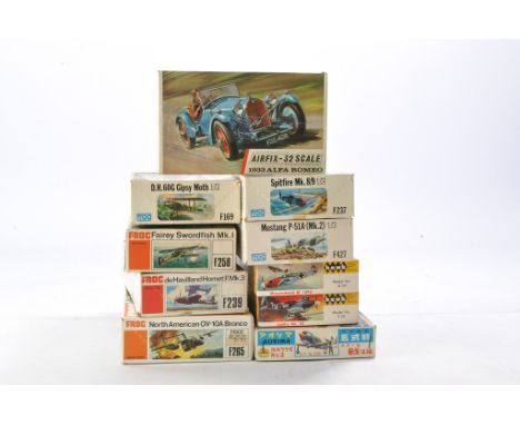 FROG and Airfix Vintage Plastic Model (mostly) Aircraft Kits comprising ten issues including Spitfire MK8/9, P-51 Mustang, 19