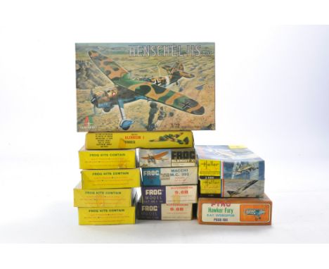 FROG, Italeri and Pyro Vintage Plastic Model Aircraft Kits comprising thirteen issues including Henschel HS, Bristol Blenheim