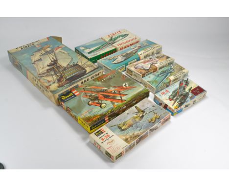 Airfix and Revell plastic model kits comprising eight boxed issues including Boeing Clipper, HMS Victory, Friendship plus oth