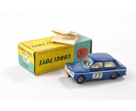 Corgi No. 328 Hillman Imp Monte-Carlo. Blue with white interior, racing no. 77. Good but with some more notable signs of wear