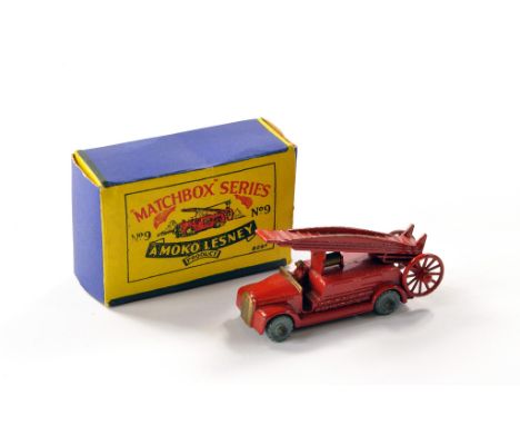 Matchbox Regular Wheels No. 9a Dennis Fire Engine. Red, gold trim. Appears very good to excellent, the odd scarce sign of wea