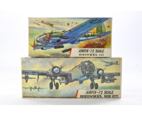 Airfix Vintage Plastic Model Kits in 1/72 comprising two issues including series 4 and 5 Heinkel III and Heinkel HE 177. Look