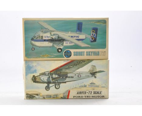 Airfix Vintage Plastic Model Kits in 1/72 comprising two issues including Short Skyvan and Ford Tri-Motor. Complete and unsta