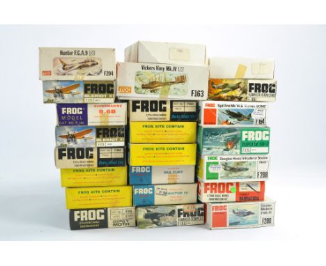 FROG vintage plastic model kits comprising Twenty three boxed issues including Vickers Vimy, Gipsy Moth, Meteor, Spitfire and