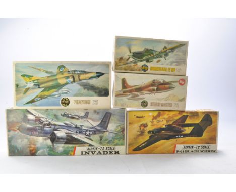 Airfix Vintage Plastic Model Kits in 1/72 comprising five issues including Series 5 Invader, Series 4 Phantom and three other