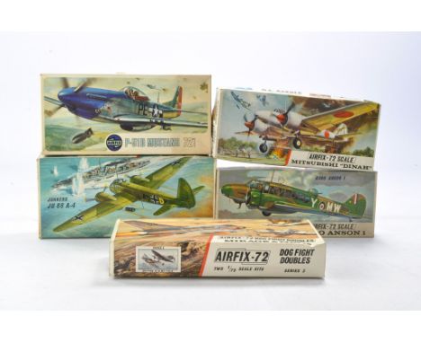Airfix Vintage Plastic Model Kits in 1/72 comprising five issues including Avro Anson, Mitsubishi Dinah, P-51D Mustang, Junke