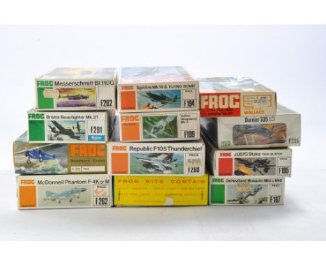 FROG Vintage Plastic Model Kits in 1/72 comprising twelve issues including Southern Cross, Spitfire, Westland Wallace and oth