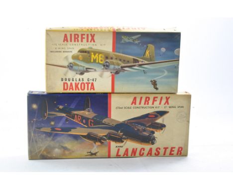 Airfix Vintage Plastic Model Kits in 1/72 comprising two issues including Douglas C-47 Dakota and Avro Lancaster. Complete an