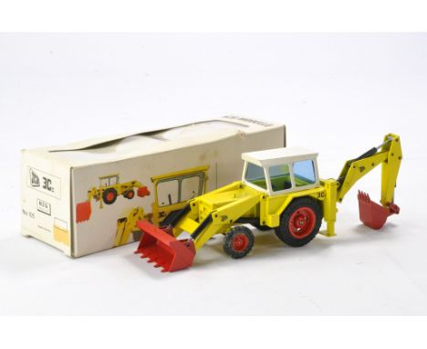 NZG 1/35 Issue comprising No. 105 JCB 3CII Excavator Loader. Light Yellow, White and Red Variation with treaded front tyres. 