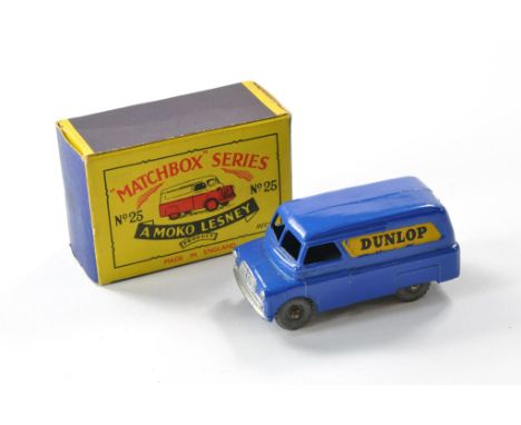 Matchbox Regular wheels 25a Bedford Dunlop van. Blue with silver trim. Generally very good to excellent with only a couple of