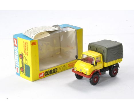 Corgi No. 406 Mercedes Benz Unimog 406 with Canopy. Yellow / Red including interior. Excellent with no obvious sign of wear i