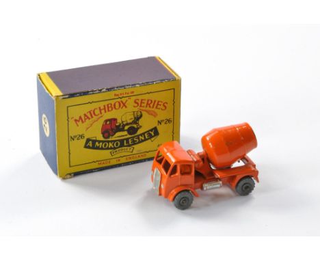 Matchbox Regular wheels 26a E. R. F cement mixer. Orange with silver trim. Generally very good with minor rub marks mostly on