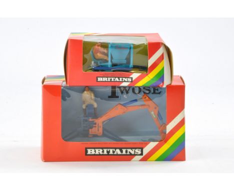 Britains 1/32 Farm issues comprising 1) No. 9541 Potato Planter plus 2) No. 9536 Twose Rear Mounted Digger. Both generally ve