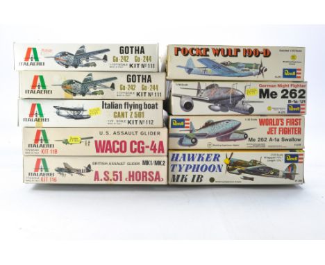 Revell and Italeri Vintage Plastic Model Kits in 1/72 and 1/32 comprising Nine issues including Gotha, FW190D, Hawker Typhoon