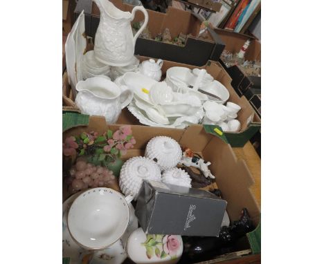 Two trays of assorted ceramics to include Coalport and Royal Worcester 