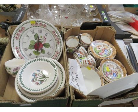 A small tray of Portmeirion together with a tray of Oriental pattern ceramics 