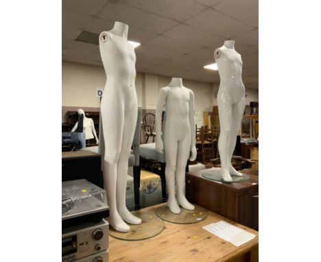 Three mannequin shop display dummies A/F 