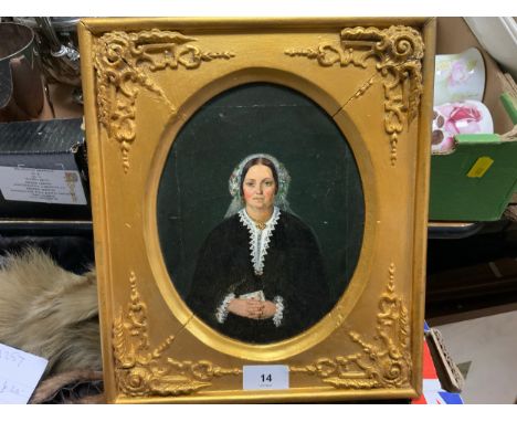A 19th century oil on canvas portrait of a lady in gilt frame 