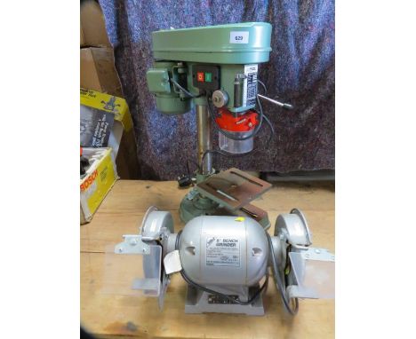 A worktop NuTool pillar drill and a Hilka bench top grinder 