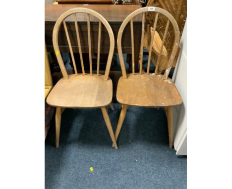 A pair of Eco style stick back chairs A/F together with a pair of prints 