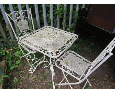 A square vintage style folding bistro garden comprising&nbsp; table and two chairs