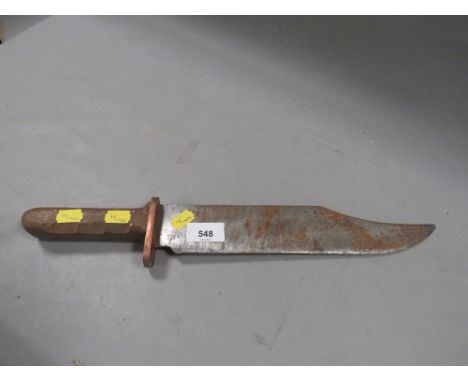 A large vintage Bowie style knife with wooden grip L-43 cm 