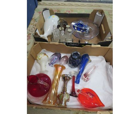 Two boxes of glass to include Murano, Caithness, Bohemia etc 