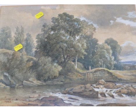 R. Mackay, landscape scene watercolour, signed and dated 1858 lower left, framed and glazed 56cm x 46.5cm, together with a sm