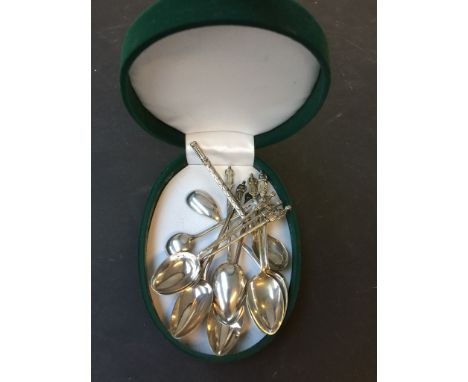 THREE CHINESE SILVER SPOONS AND OTHERS     C
