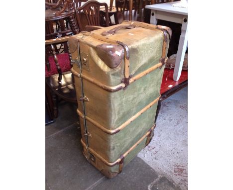 A GOLD PAINTED VINTAGE TRUNK