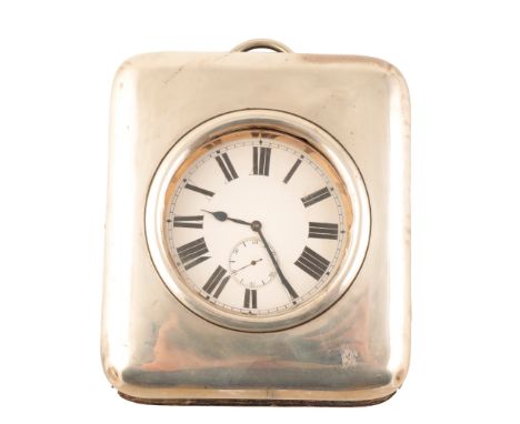 GOLIATH GENTLEMAN'S SILVER PLATED POCKET WATCH, the white enamel dial with subsidiary seconds dial, black Roman numerals and 