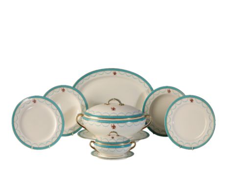 MINTON 'JEWELLED' PART DINNER SERVICE, LATE 19TH CENTURY, bears crest for John Edward Darnton (von Schunck), comprising a cov